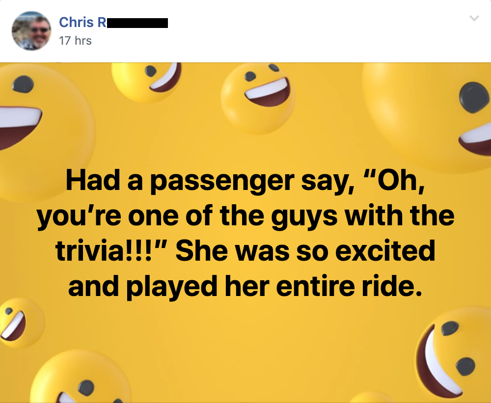 Quote from Chris R, "She was so excited and played the entire ride."