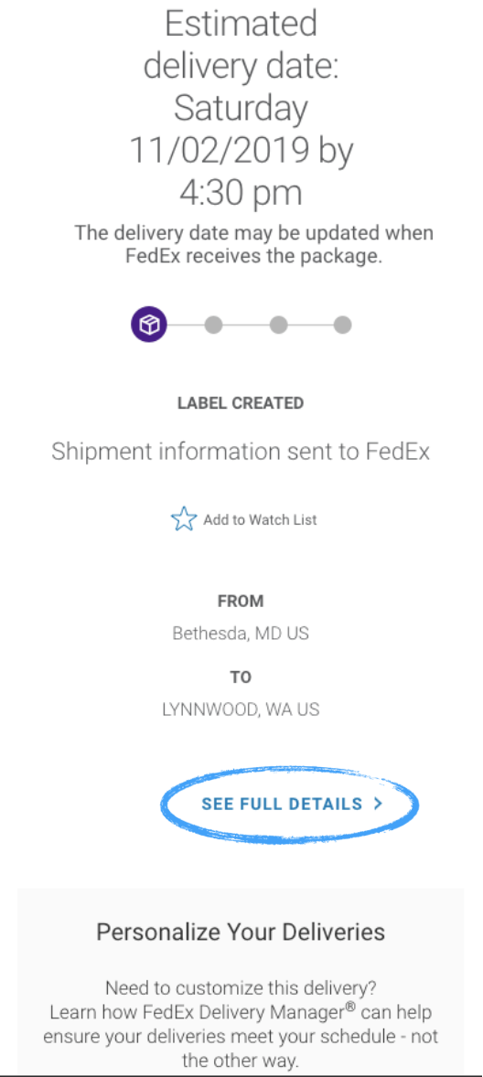 FedEx shipping manager screenshot