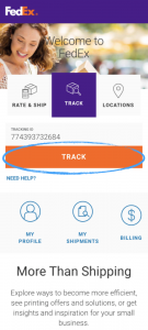 Screenshot of FedEx tracking app.