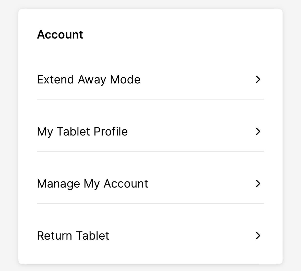 Manage My Account option in Driver App